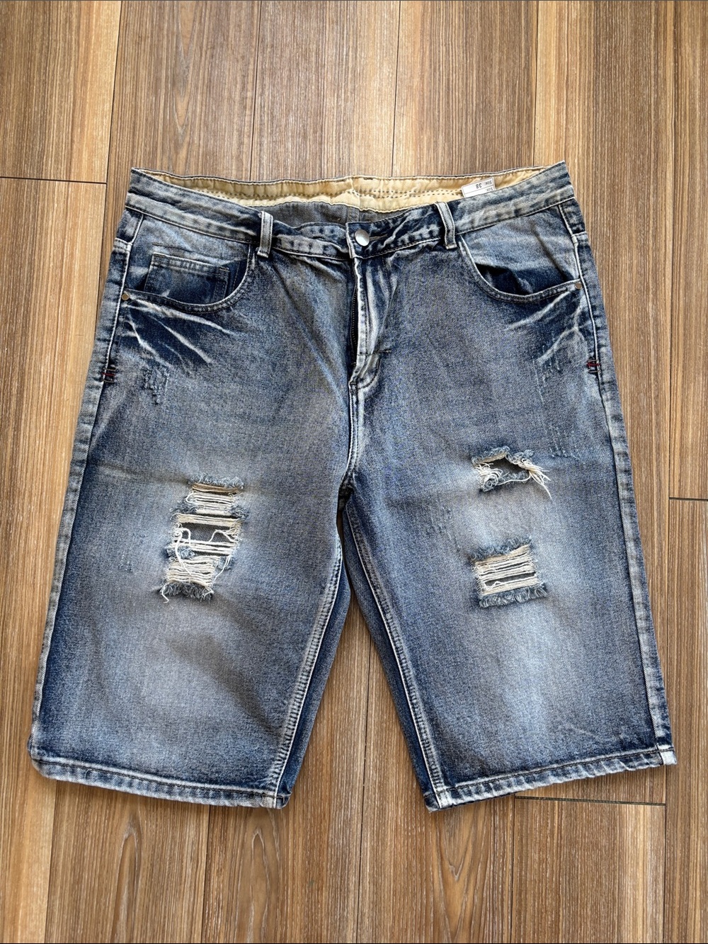 Amazon Men's Distressed Denim Shorts - Blue Wash